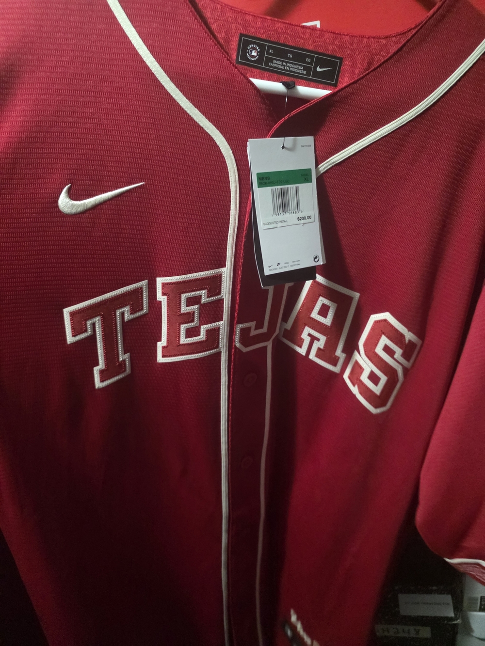 Nike Men’s Red Texas Baseball Jersey with White Trim